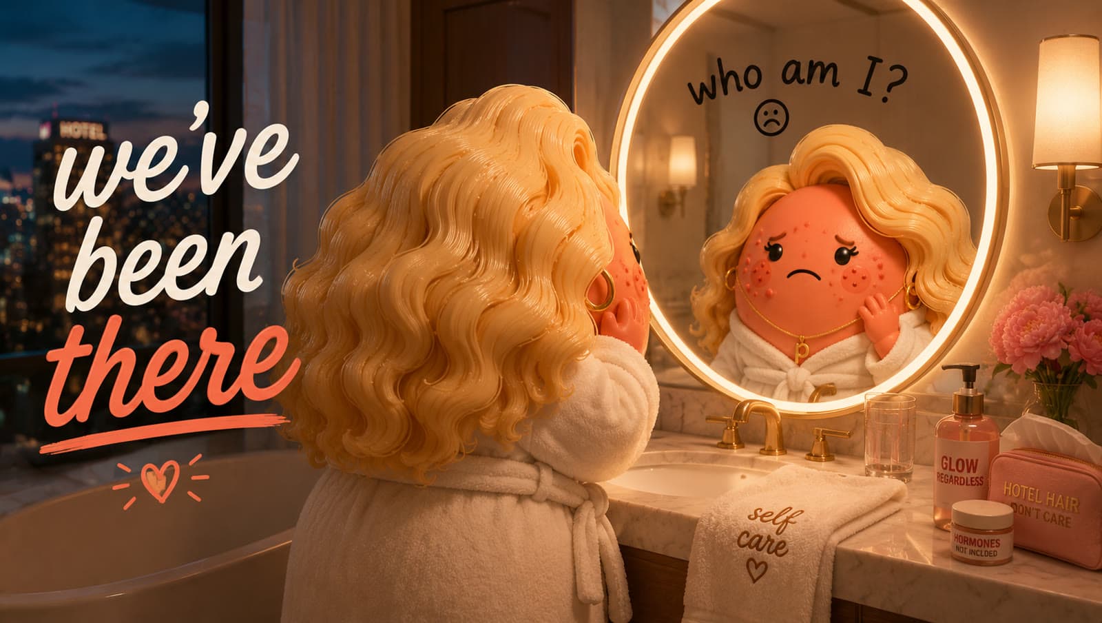 Peri looking in the mirror, wondering who am I. We've been there.